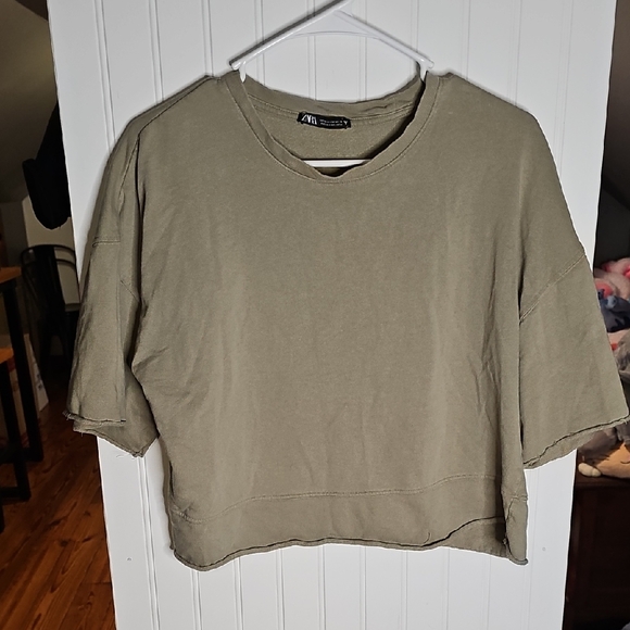 Zara Tops - Zara Khaki Short Sleeve Women's Tee